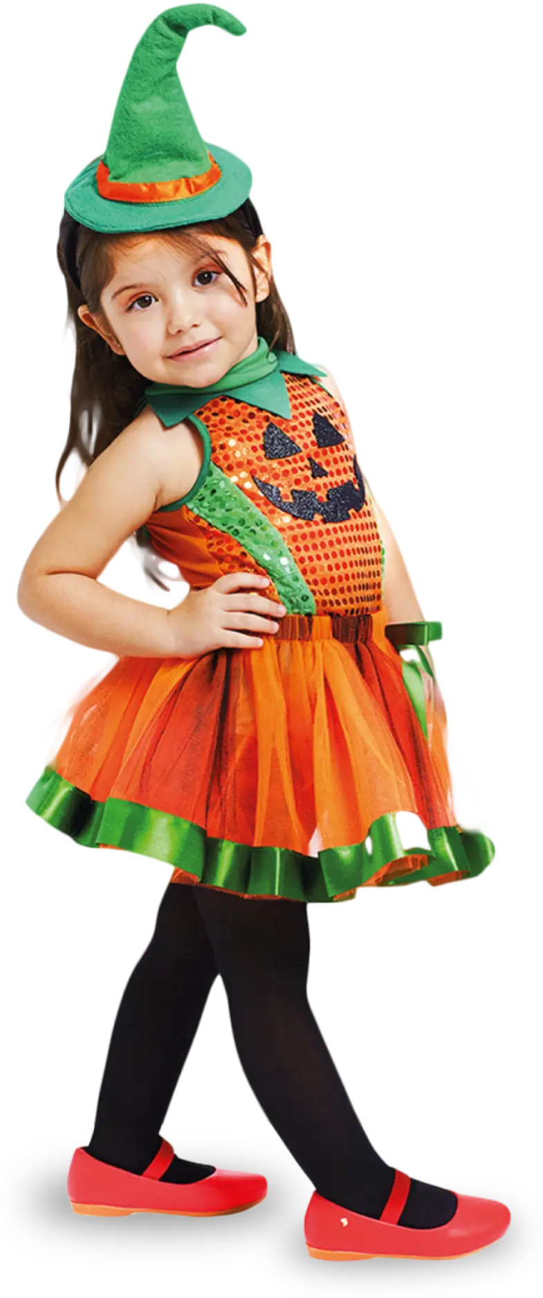 Imagem de garota fantasiada de abobora